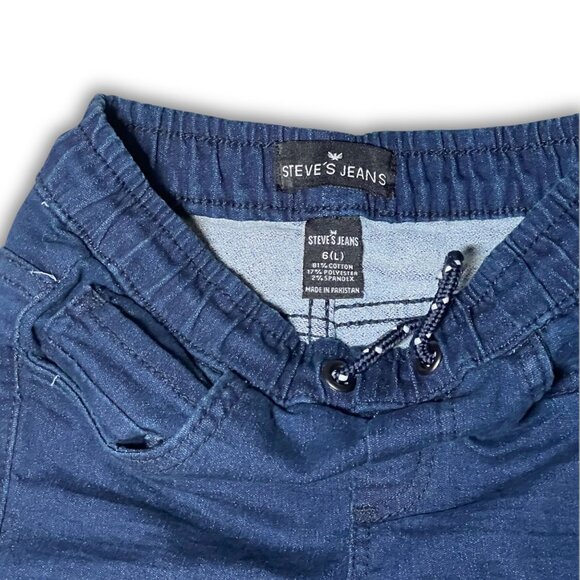 Steves Jeans Jogger-Style Fit Navy Blue Size 6(L) Elastic Waist Cotton Blend Kid - Picture 4 of 4